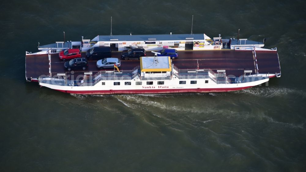 Aerial photograph Bad Hönningen - Rhine ferry Sankta Maria in Bad Hoenningen in the state Rhineland-Palatinate, Germany