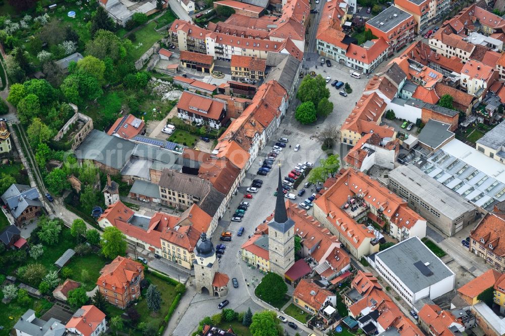 Aerial photograph Arnstadt - View of the square Riedplatz in Arnstadt in the state Thuringia