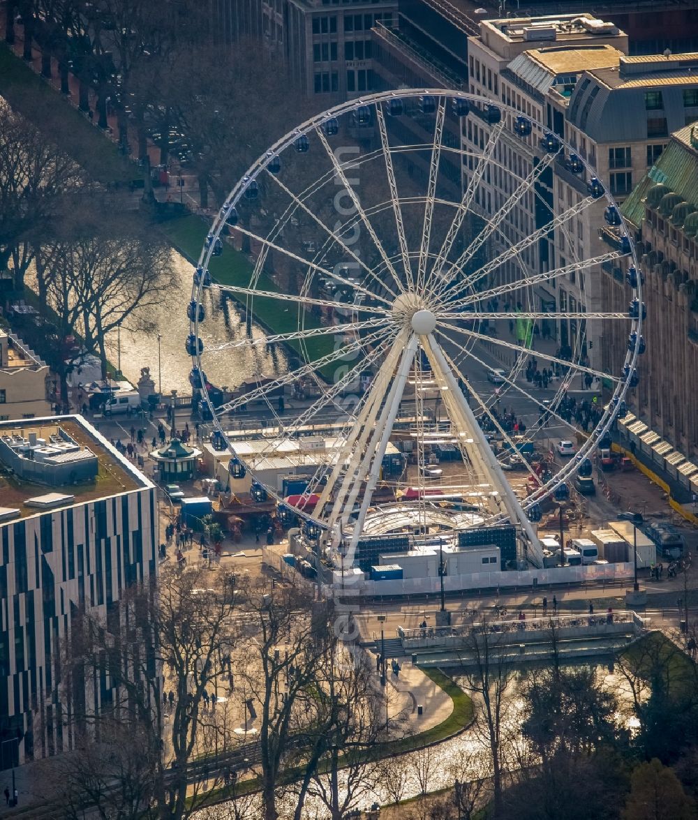 Aerial image Düsseldorf - Ferris Wheel on Koenigsallee in Duesseldorf in the state North Rhine-Westphalia