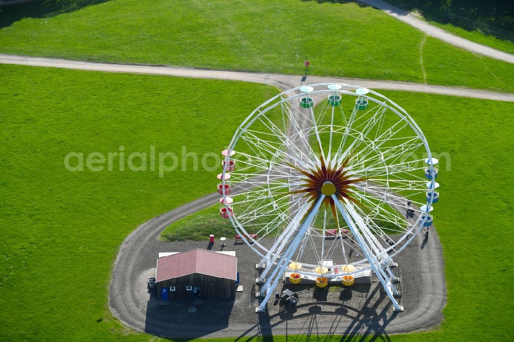 Aerial photograph Lichtenau - Leisure Centre with ferris wheel - Amusement Park of Erlebnis- and Freizeitpark Lichtenau GmbH & Co. KG on Sachsenstrasse in the district Oberlichtenau in Lichtenau in the state Saxony, Germany