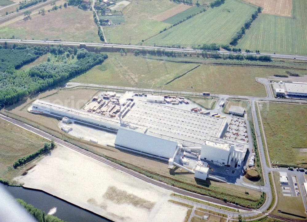 Brieselang / Brandenburg from the bird's eye view: RIGIPS GmbH Werk Brieselang in der Rigipsstraße 1 in 14656 Brieselang / BRA. Tel.: 03321-411300