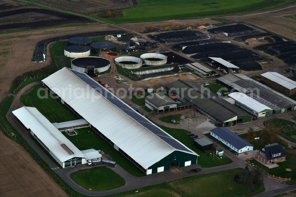 Neuensund Strasburg (Uckermark) from above - Cattle breeding stables in the district Neuensund in Strasburg (Uckermark) in the state of Mecklenburg - Western Pomerania