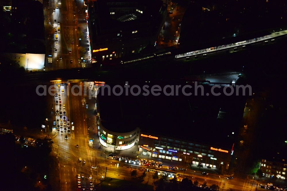 Berlin Friedrichshain from above - Night image with view over the Ring Center at the Frankfurter Allee in Friedrichshain-Kreuzberg in Berlin