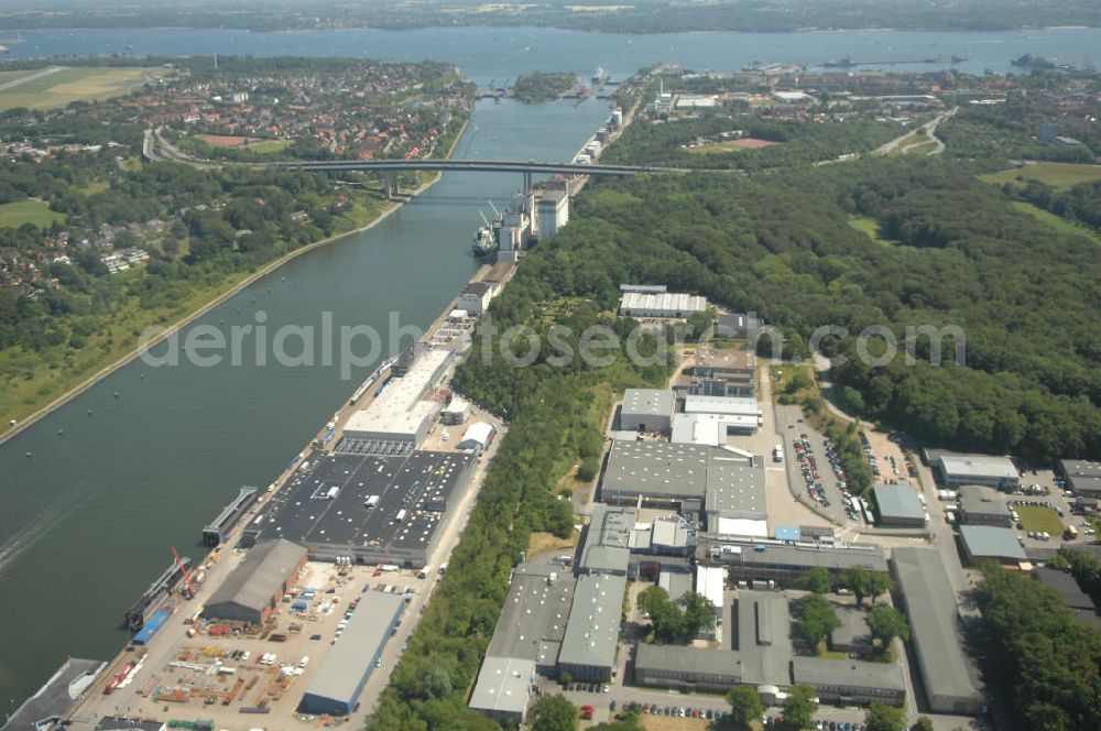 Kiel from above - Blick auf das Gelände der Boattec GmbH am Ufer des Nord-Ostsee-Kanal in Kiel in Schleswig-Holstein / SH, Kontakt: