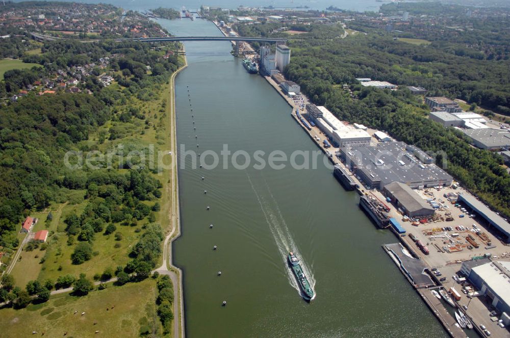 Kiel from above - Blick auf das Gelände der Boattec GmbH am Ufer des Nord-Ostsee-Kanal in Kiel in Schleswig-Holstein / SH, Kontakt: