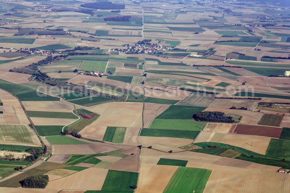 Großmehring from the bird's eye view: Course of the Roman road between Kosching and Pfoerring at Theissing in Grossmehring in Bavaria