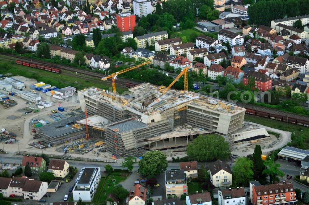 Friedrichshafen from above - Shell construction site for new office and administration building ZF Friedrichshafen Forum in the state of Baden-Wuerttemberg