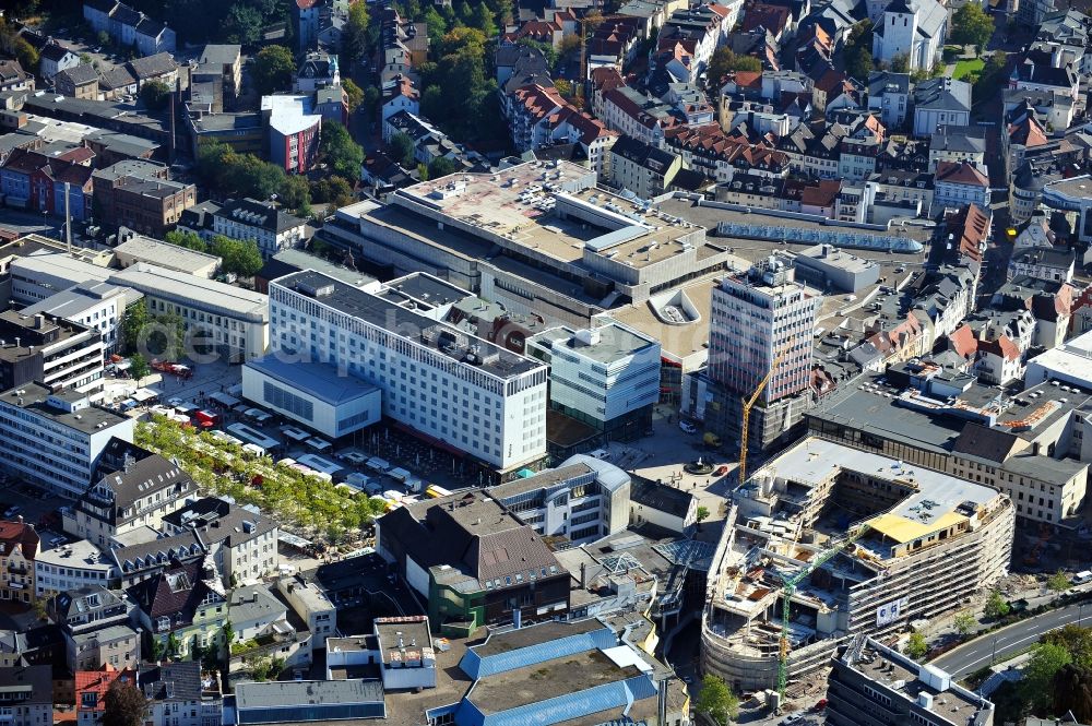 Lüdenscheid from the bird's eye view: View of the reconstruction of a department store into a business and residential medical center