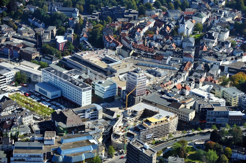 Aerial image Lüdenscheid - View of the reconstruction of a department store into a business and residential medical center