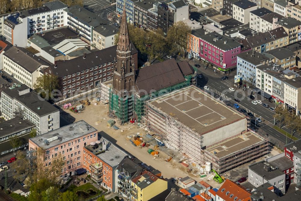 Aerial image Bochum - Shell of the Music Center of the Bochum Symphony Foundation at the St.Marienkirche in Bochum in North Rhine-Westphalia