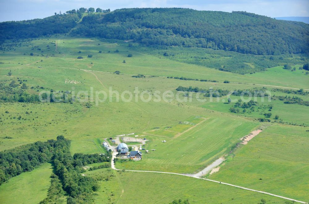 Dolmar from the bird's eye view: DOLMAR 08/02/2011 View of the taxiway and the runway of ultra-light UL Airfield Dolmar in Thuringia