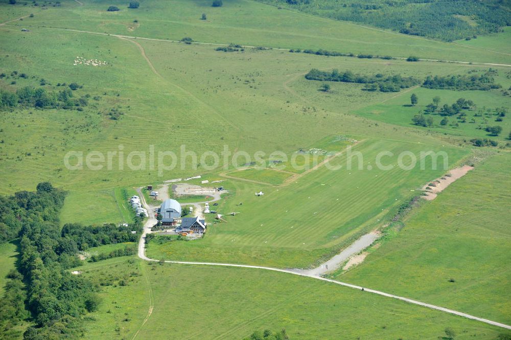 Aerial image Dolmar - DOLMAR 08/02/2011 View of the taxiway and the runway of ultra-light UL Airfield Dolmar in Thuringia