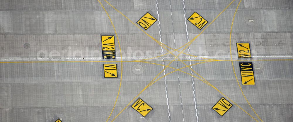 Aerial photograph Schönefeld - Taxiway markings on the eve of the new terminal at the airport Berlin Schönefeld