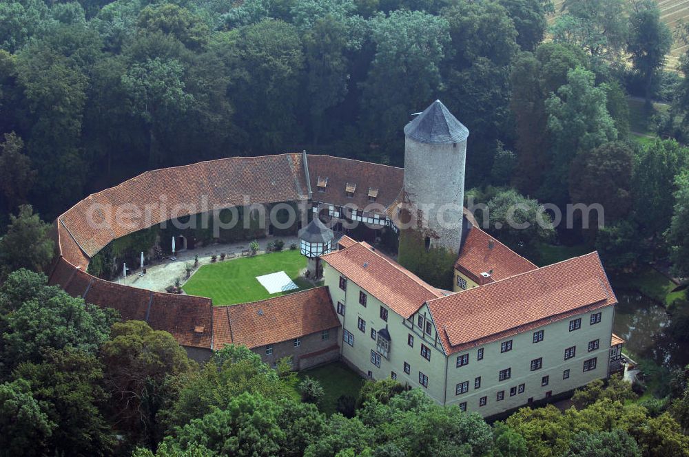 Dedeleben-Westerburg from above - Blick auf die seit Juni 2000 als Hotel umgebaute Westerburg. Sie ist die älteste und besterhaltene Wasserburg Deutschlands und Teil der Strasse der Romanik. Telefon: 0(49)39422-955-0; Fax: 0(49)39422-955-66; e-mail: lerche@hotel-westerburg.de Dedeleben-Westerburg 2007/08/07 This building is the oldest well-preserved moated castle in Germany. In June 2000 the Westerburg was altered into a hotel. It is part of the Strasse der Romanik.