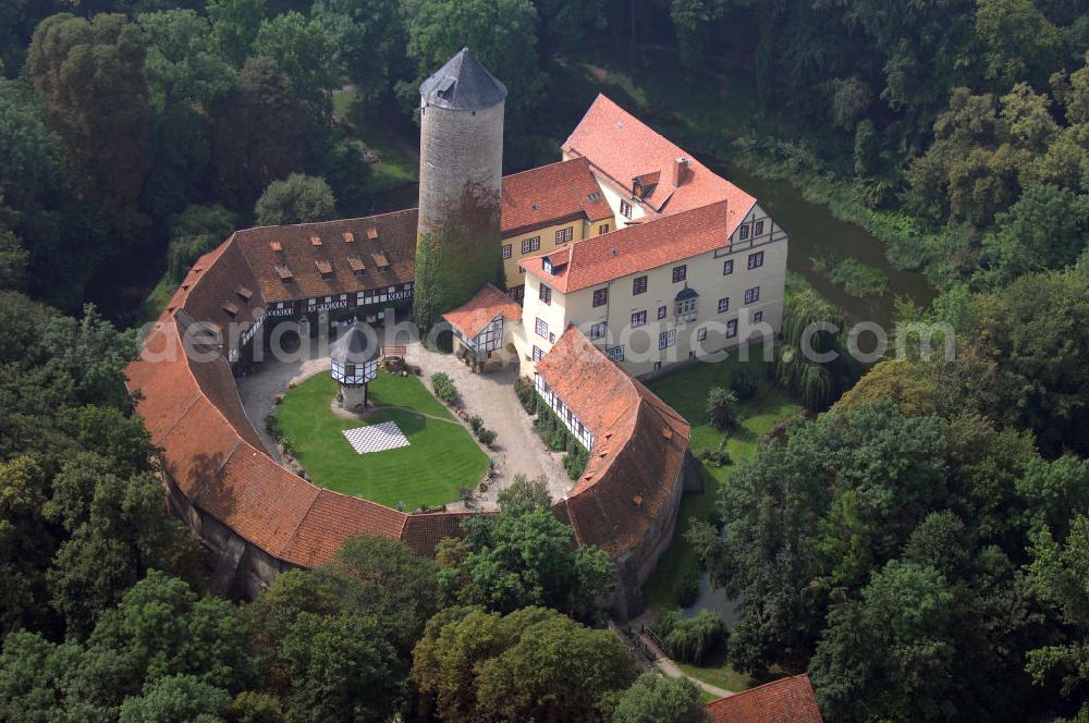 Dedeleben-Westerburg from above - Blick auf die seit Juni 2000 als Hotel umgebaute Westerburg. Sie ist die älteste und besterhaltene Wasserburg Deutschlands und Teil der Strasse der Romanik. Telefon: 0(49)39422-955-0; Fax: 0(49)39422-955-66; e-mail: lerche@hotel-westerburg.de Dedeleben-Westerburg 2007/08/07 This building is the oldest well-preserved moated castle in Germany. In June 2000 the Westerburg was altered into a hotel. It is part of the Strasse der Romanik.