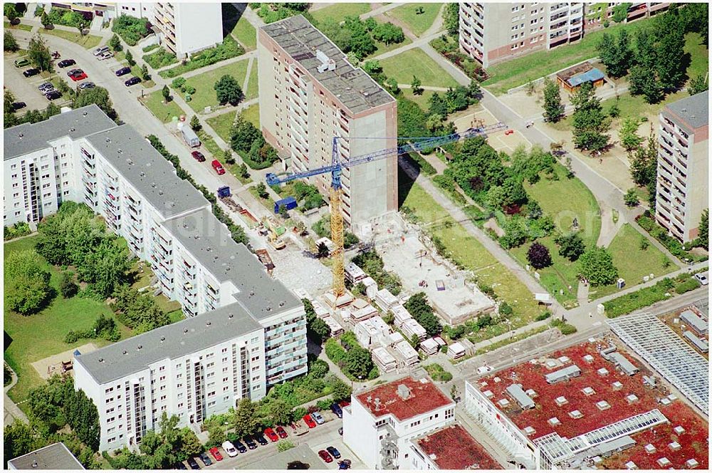 Aerial photograph Berlin-Marzahn - Blick auf Abrißbaustellen in der Wohnsiedlung Havemannstraße - Rosenbecker Straße / Eichhorster Straße in Berlin-Marzahn / Ahrensfelde. Ein Projekt der DEGEWO / WBG Marzahn. Baufirmen: