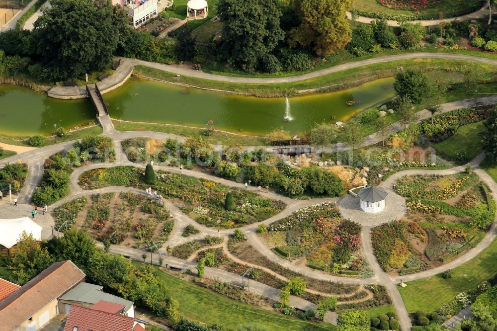 Aerial image Bad Langensalza - Rose Garden of Bad Langensalza in Thuringia