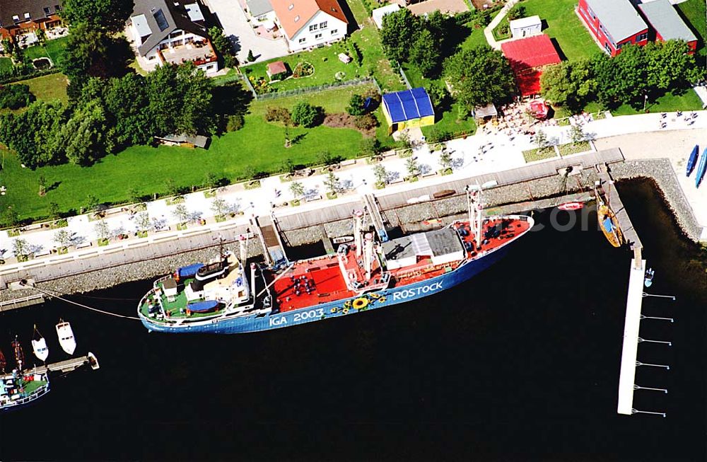 Aerial image Rostock / Mecklenburg Vorpommern - Rostock / Mecklenburg Vorpommern Gelände der IGA ( internationale Gartenbauausstellung in Rostok) Traditionsschiff