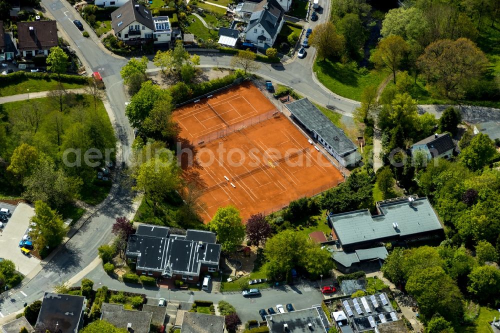 Aerial image Breckerfeld - Tennis court sports field of TC Breckerfeld e.V. In of Kuxe in Breckerfeld in the state North Rhine-Westphalia, Germany