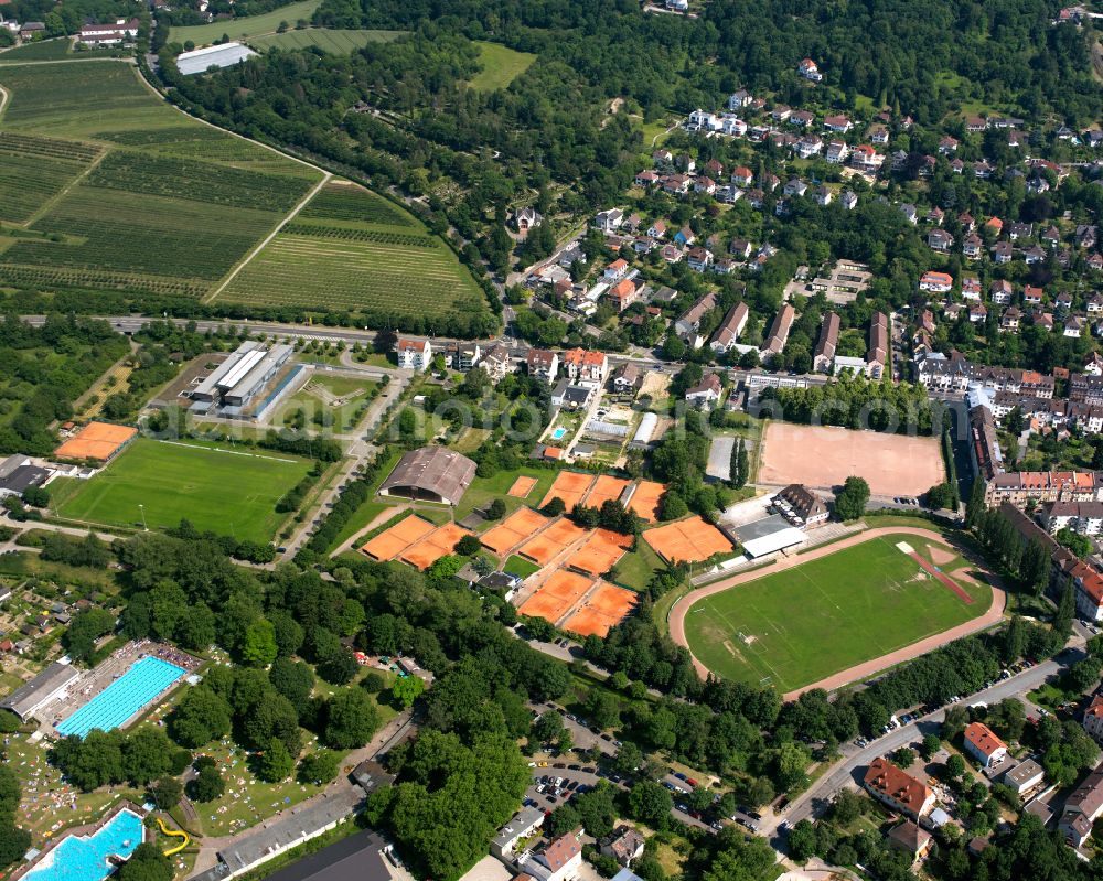 Aerial photograph Karlsruhe - Tennis court sports field of TC Durlach on street Am Turmbergstadion in Karlsruhe in the state Baden-Wuerttemberg, Germany