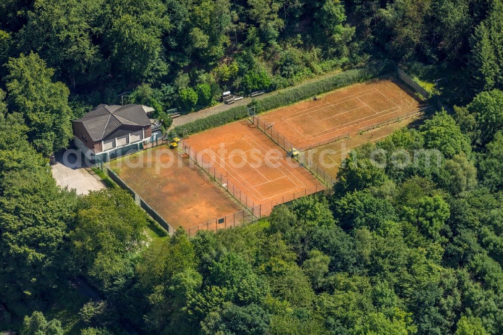 Ennepetal from the bird's eye view: Tennis court sports field An of Kehr in Ennepetal in the state North Rhine-Westphalia, Germany