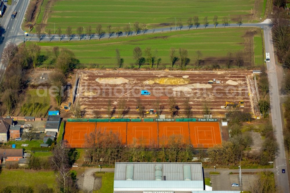 Bottrop from above - Tennis court sports field District sports complex Kirchhellen in Bottrop in the state North Rhine-Westphalia