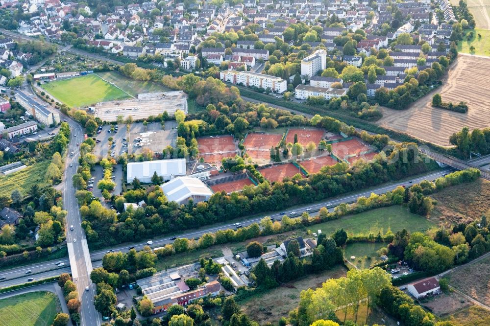 Aerial photograph Frankfurt am Main - Tennis court sports field of Frankfurter Tennisclub 1914 Palmengarten e.V. in the district Eschersheim in Frankfurt in the state Hesse, Germany