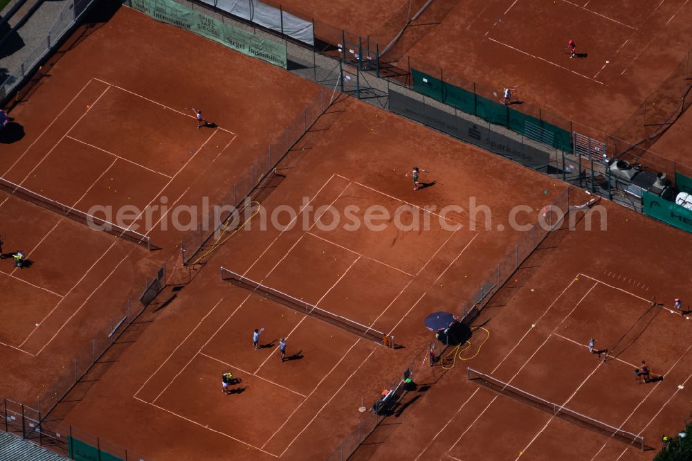 Aerial image Freiburg im Breisgau - Tennis court sports field Freiburger Tennisclub e.V. on street Schwarzwaldstrasse in Freiburg im Breisgau in the state Baden-Wuerttemberg, Germany