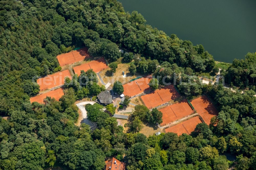 Aerial image Haltern am See - Tennis court sports field of Halterner Tennis-Club e. V. in Haltern am See in the state North Rhine-Westphalia, Germany