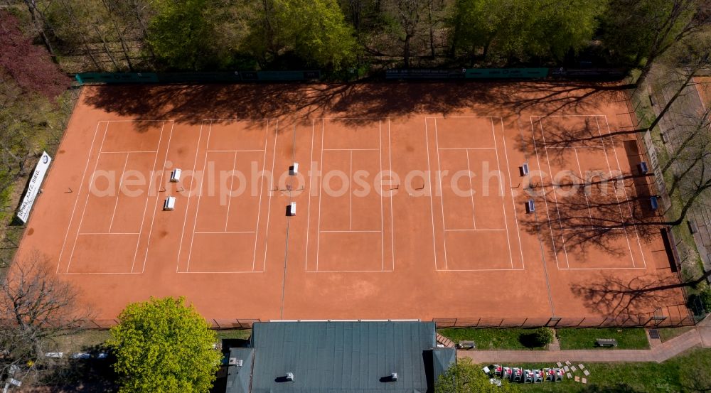 Aerial image Chemnitz - Tennis court sports field on Hartmannstrasse in Chemnitz in the state Saxony, Germany