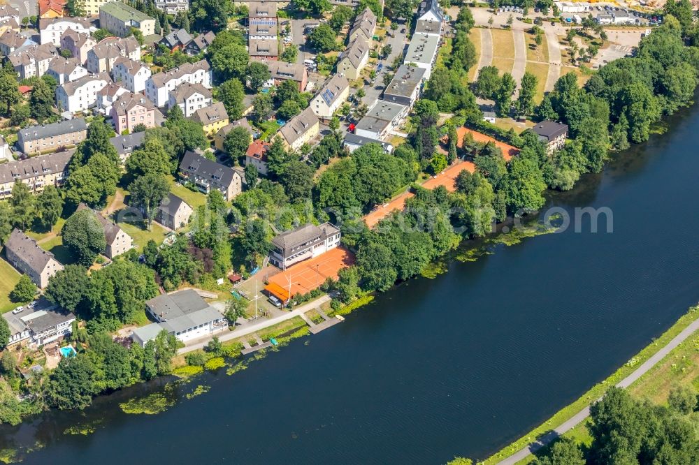 Wetter (Ruhr) from above - Tennis court sports field of Sportgemeinschaft Demag e.V. Am Obergraben in Wetter (Ruhr) in the state North Rhine-Westphalia, Germany