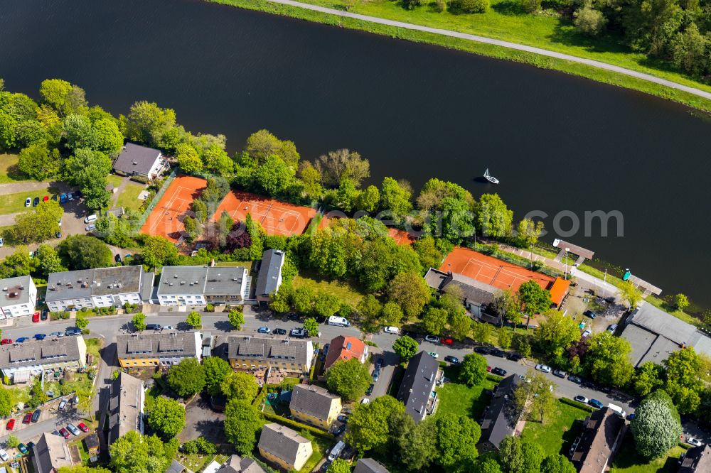 Aerial image Wetter (Ruhr) - Tennis court sports field of Sportgemeinschaft Demag e.V. Am Obergraben in Wetter (Ruhr) in the state North Rhine-Westphalia, Germany