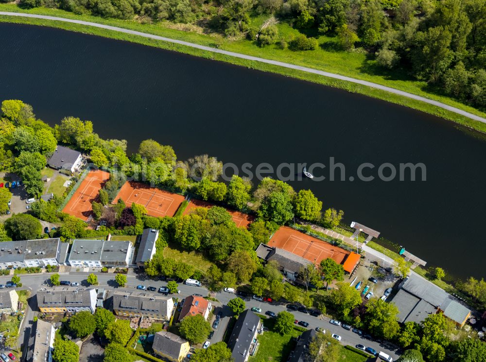 Aerial photograph Wetter (Ruhr) - Tennis court sports field of Sportgemeinschaft Demag e.V. Am Obergraben in Wetter (Ruhr) in the state North Rhine-Westphalia, Germany