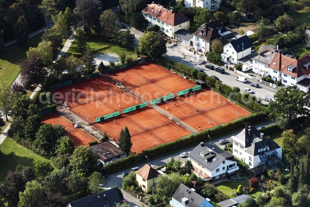 München from the bird's eye view: Tennis court sports field Tennis Kail in Munich in the state Bavaria, Germany