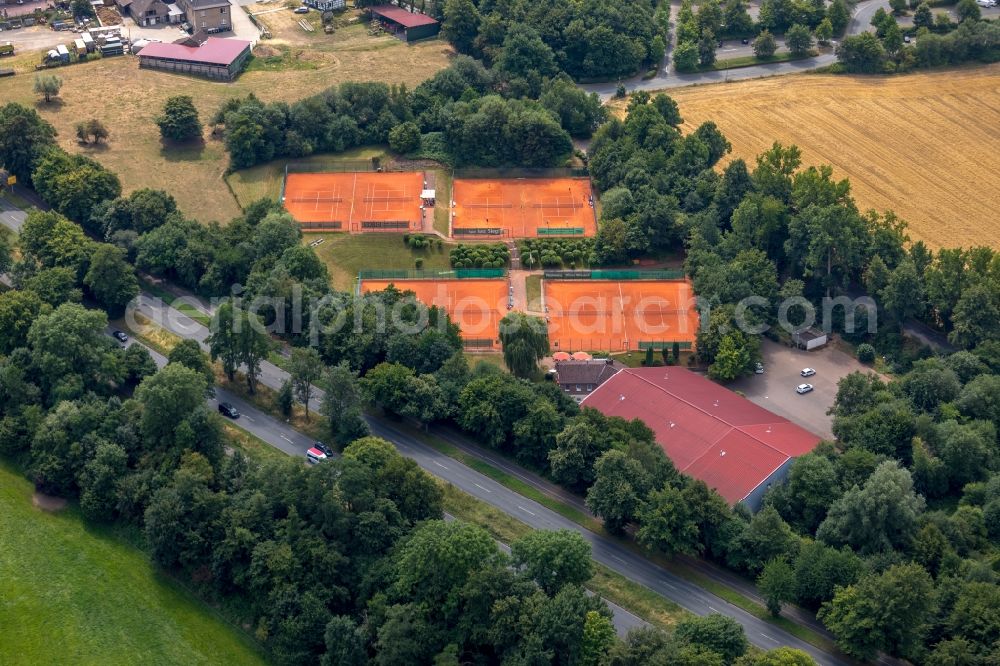 Stiepel from above - Tennis court sports field of Tennisclub Rot-Weiss Stiepel 1925 e.V. in Stiepel in the state North Rhine-Westphalia, Germany