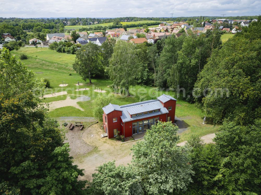 Aerial image Moritzburg - Rotes Haus & Summer Theater Rotes Haus am Teich in Moritzburg in the state of Saxony, Germany