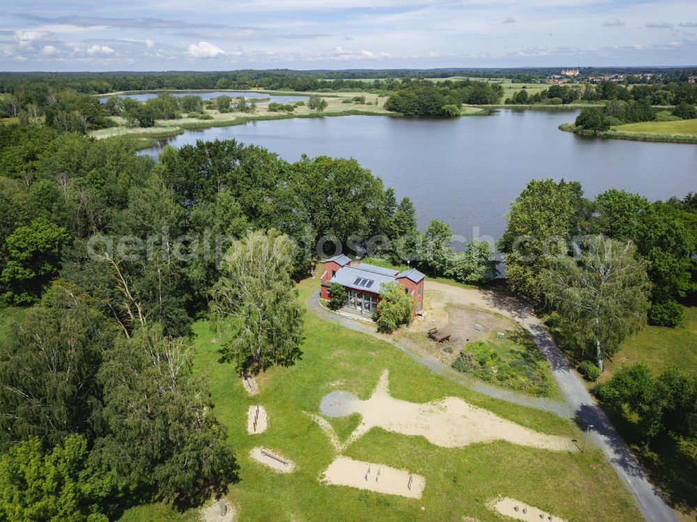 Aerial photograph Moritzburg - Rotes Haus & Summer Theater Rotes Haus am Teich in Moritzburg in the state of Saxony, Germany