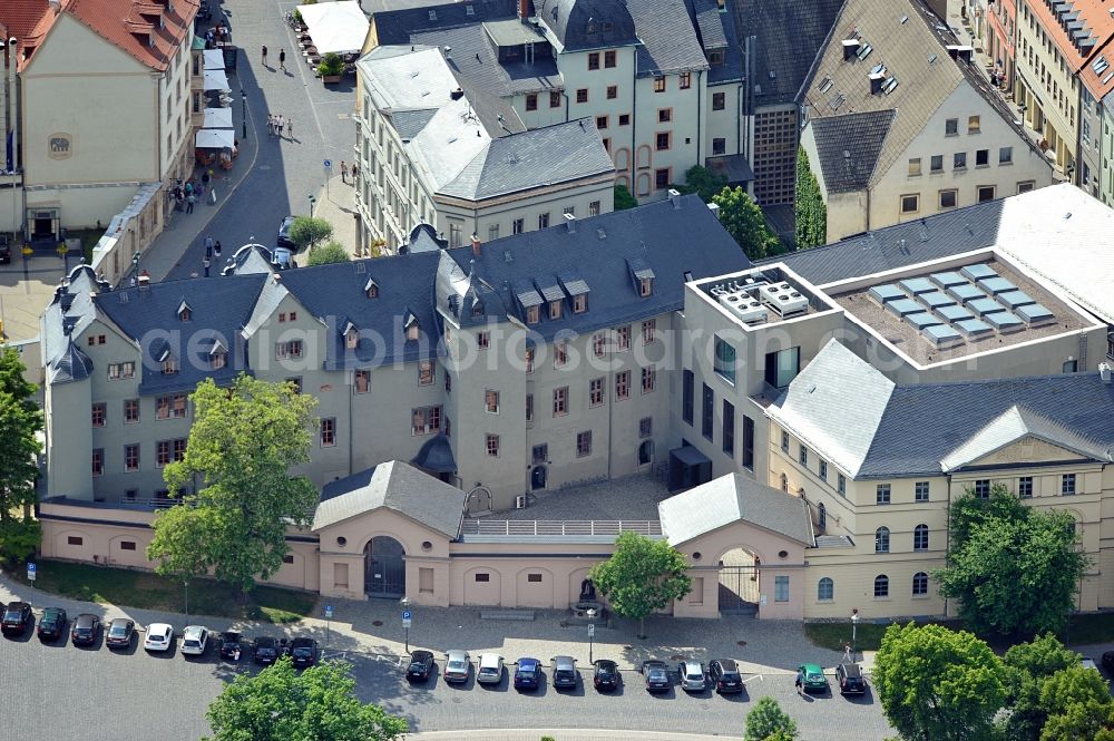 Weimar from the bird's eye view: Red Castle at Democracy Square in Weimar in the state of Thuringia