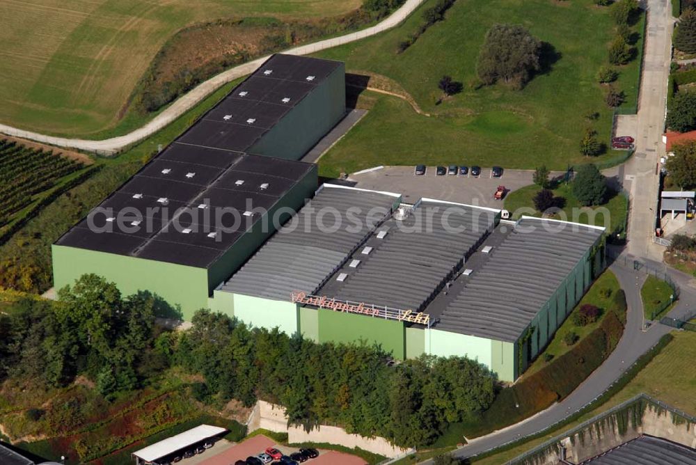 Aerial image Freyburg/Unstrut - Blick auf die Rotkäppchen Sektkellerei, dem Hauptsitz der Rotkäppchen-Mumm Sektkellereien GmbH. Kontakt: Rotkäppchen Sektkellerei GmbH, Sektkellereistrasse 5, D-06632 Freyburg/Unstrut; Telefon: +49 (0) 34464 - 34 0