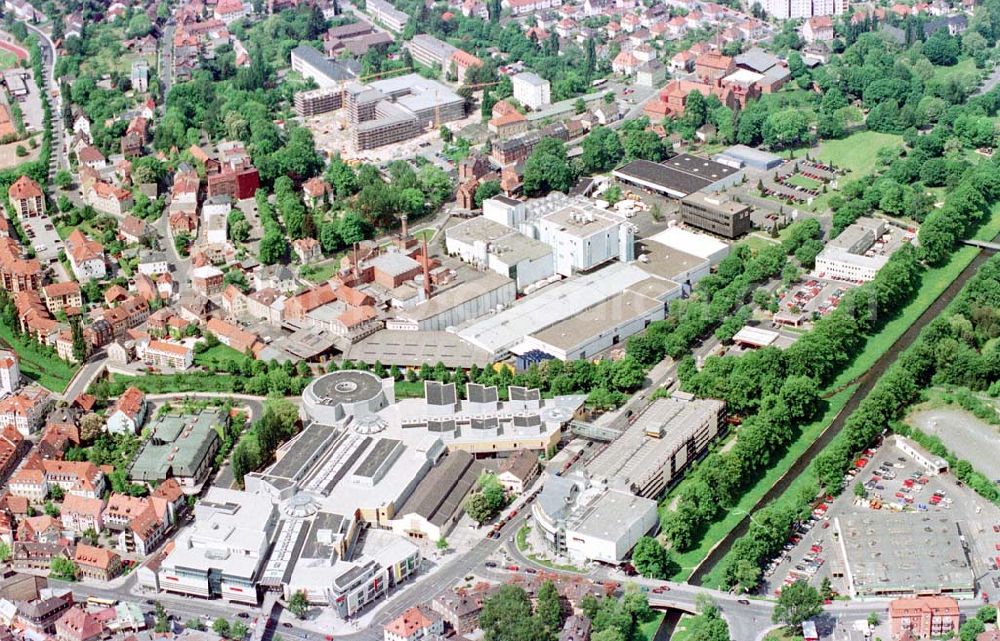 Bayreuth / Bayern from the bird's eye view: Rotmain-Center und Meisel-Brauerei in 95444 Bayreuth. Tel.: 0921-401234