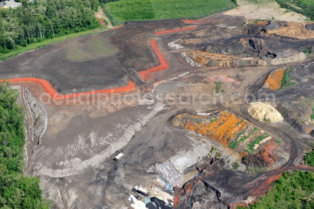 Aerial photograph Lauta OT Torno - Red mud ash dump of the former Lauta plant in Torno in the state Saxony