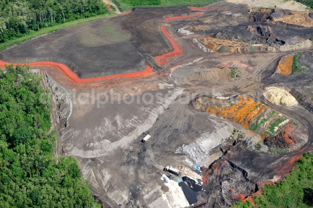 Lauta OT Torno from above - Red mud ash dump of the former Lauta plant in Torno in the state Saxony