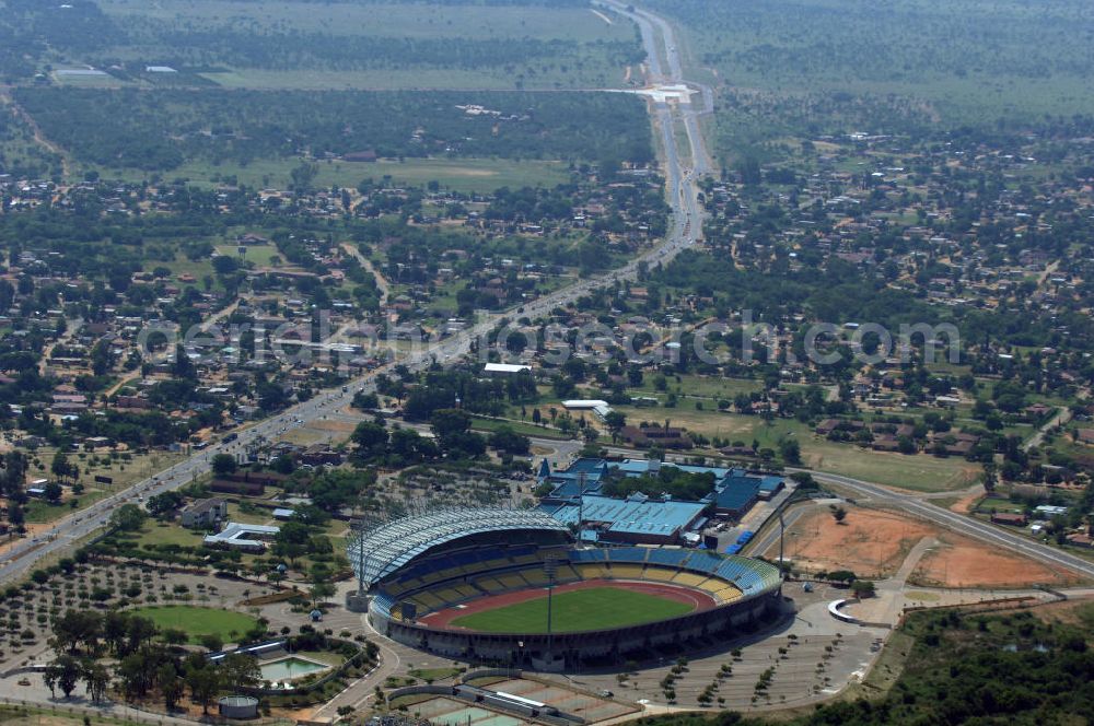 Aerial photograph Rustenburg - Das Royal-Bafokeng-Stadion (auch Royal Bafokeng Sports Palace) ist ein Sportstadion in Phokeng bei Rustenburg, in der Nordwest Provinz von Südafrika. Das Stadion wurde nach dem Stamm der Royal Bafokeng Nation benannt, in dessen Besitz es sich befindet. Es wurde speziell für die Fußball-Welttmeisterschaft gebaut. View of the Royal Bafokeng Stadium in Rustenburg in the North West Province South Africa for the FIFA World Cup 2010.