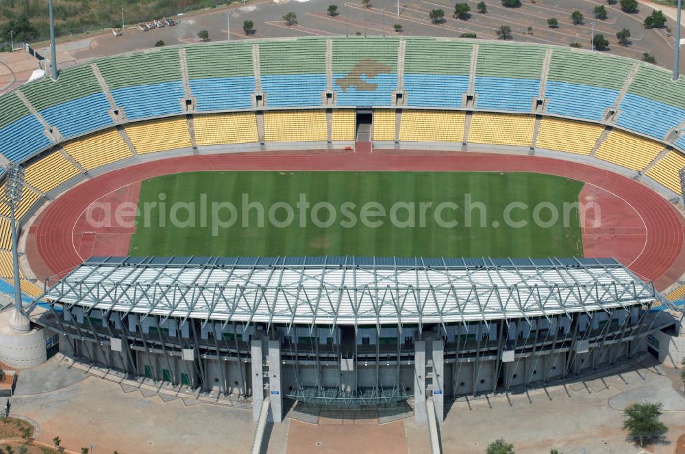 Aerial photograph Rustenburg - Das Royal-Bafokeng-Stadion (auch Royal Bafokeng Sports Palace) ist ein Sportstadion in Phokeng bei Rustenburg, in der Nordwest Provinz von Südafrika. Das Stadion wurde nach dem Stamm der Royal Bafokeng Nation benannt, in dessen Besitz es sich befindet. Es wurde speziell für die Fußball-Welttmeisterschaft gebaut. View of the Royal Bafokeng Stadium in Rustenburg in the North West Province South Africa for the FIFA World Cup 2010.