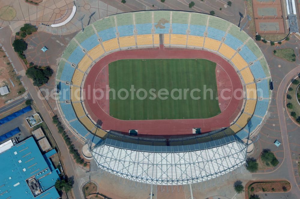 Aerial photograph Rustenburg - Das Royal-Bafokeng-Stadion (auch Royal Bafokeng Sports Palace) ist ein Sportstadion in Phokeng bei Rustenburg, in der Nordwest Provinz von Südafrika. Das Stadion wurde nach dem Stamm der Royal Bafokeng Nation benannt, in dessen Besitz es sich befindet. Es wurde speziell für die Fußball-Welttmeisterschaft gebaut. View of the Royal Bafokeng Stadium in Rustenburg in the North West Province South Africa for the FI??????????????????