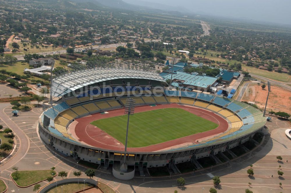 Aerial image Rustenburg - Das Royal-Bafokeng-Stadion (auch Royal Bafokeng Sports Palace) ist ein Sportstadion in Phokeng bei Rustenburg, in der Nordwest Provinz von Südafrika. Das Stadion wurde nach dem Stamm der Royal Bafokeng Nation benannt, in dessen Besitz es sich befindet. Es wurde speziell für die Fußball-Welttmeisterschaft gebaut. View of the Royal Bafokeng Stadium in Rustenburg in the North West Province South Africa for the FIFA World Cup 2010.