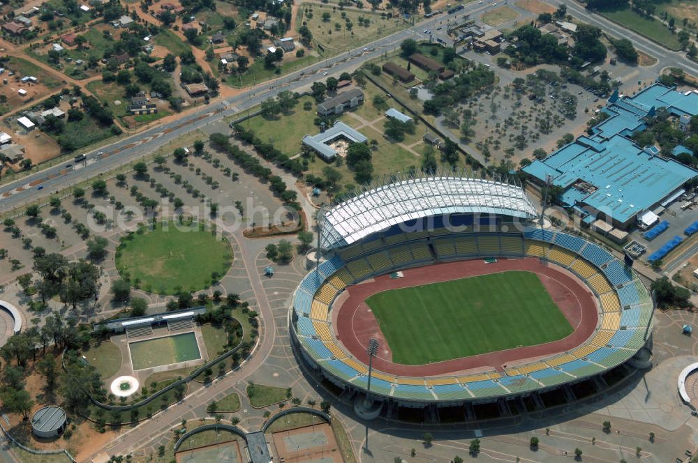 Aerial image Rustenburg - Das Royal-Bafokeng-Stadion (auch Royal Bafokeng Sports Palace) ist ein Sportstadion in Phokeng bei Rustenburg, in der Nordwest Provinz von Südafrika. View of the Royal Bafokeng Stadium in Rustenburg in the North West Province South Africa for the FIFA World Cup 2010.