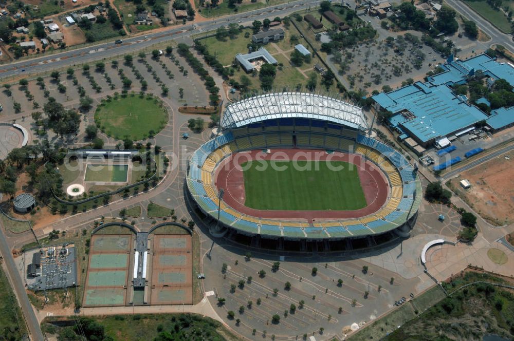 Aerial photograph Rustenburg - Das Royal-Bafokeng-Stadion (auch Royal Bafokeng Sports Palace) ist ein Sportstadion in Phokeng bei Rustenburg, in der Nordwest Provinz von Südafrika. View of the Royal Bafokeng Stadium in Rustenburg in the North West Province South Africa for the FIFA World Cup 2010.