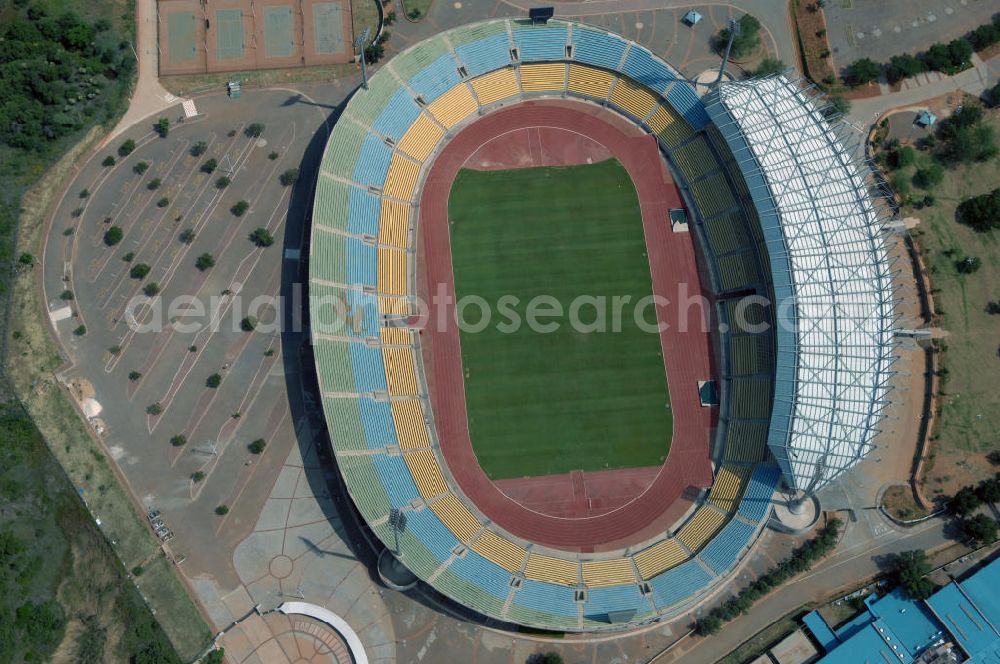 Aerial image Rustenburg - Das Royal-Bafokeng-Stadion (auch Royal Bafokeng Sports Palace) ist ein Sportstadion in Phokeng bei Rustenburg, in der Nordwest Provinz von Südafrika. View of the Royal Bafokeng Stadium in Rustenburg in the North West Province South Africa for the FIFA World Cup 2010.