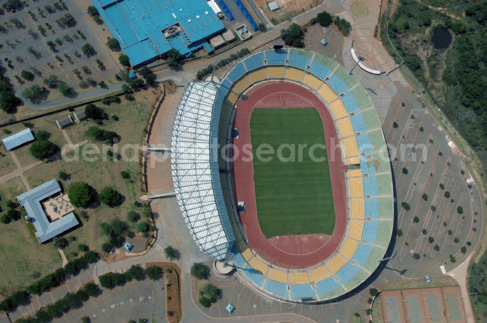 Rustenburg from the bird's eye view: Das Royal-Bafokeng-Stadion (auch Royal Bafokeng Sports Palace) ist ein Sportstadion in Phokeng bei Rustenburg, in der Nordwest Provinz von Südafrika. View of the Royal Bafokeng Stadium in Rustenburg in the North West Province South Africa for the FIFA World Cup 2010.